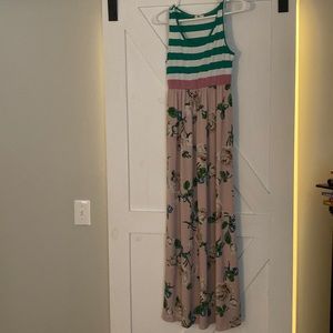 Floral with striped maxi dress
